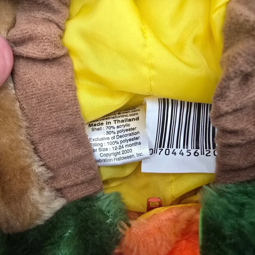 Toddler Halloween Costume Bear Pumpkin Jacket Orange Plush 12-24 Months Vintage